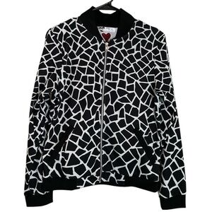 Desigual black & white print lightweight zip up jacket